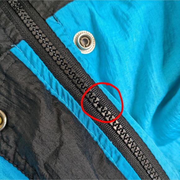 VINTAGE 90s Coastal Images TEAL Nylon Windbreaker Track Jacket M Streetwear - Picture 10 of 12
